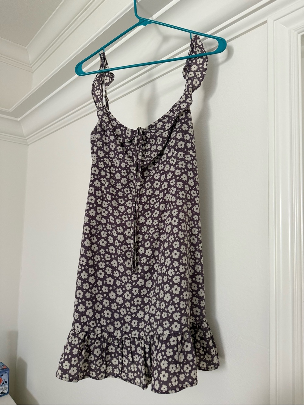 Pink Lily Purple Floral Tie-Front Ruffle Slip Dress